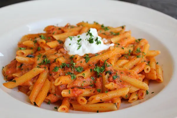 Pasta in White Plate at Anokhi Cafe 